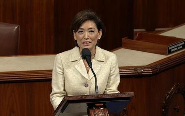 Rep. Young Kim (R-CA) speaks during a House session in Washington on Dec. 6, 2023, in this photo captured from the livestream of the session on the House website. (PHOTO NOT FOR SALE) (Yonhap) 