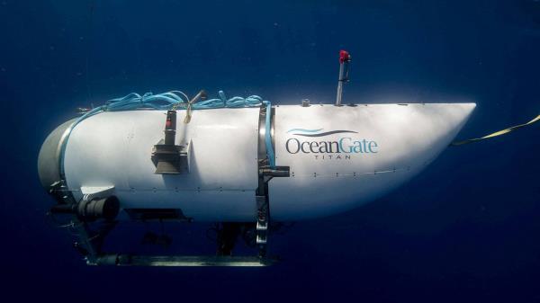 The Titan submersible, operated by OceanGate Expeditions to explore the wreckage of the sunken SS Titanic off the coast of Newfoundland, dives in an undated photograph.   | OCEANGATE EXPEDITIONS/ VIA REUTERS