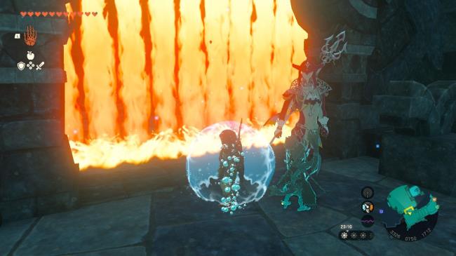 Tears of the Kingdom - Water Temple - Using Sidon's power to bypass a flame wall
