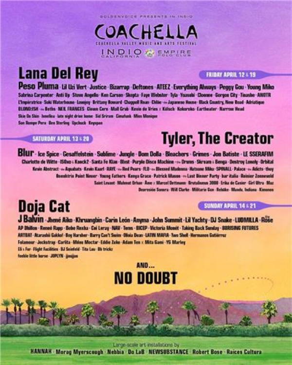This image captured from the homepage of the Coachella Valley Music and Arts Festival shows the lineup for this year's festival. (PHOTO NOT FOR SALE) (Yonhap)