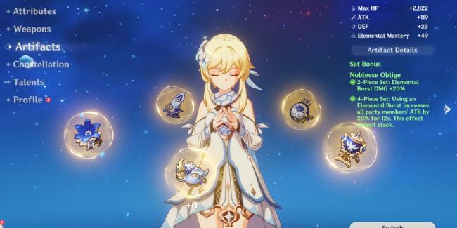 Genshin Impact Hydro Traveler Artifact Screen