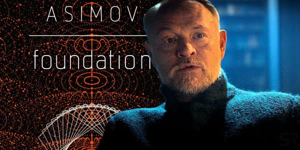 Jared Harris and Isaac Asimov Foundation Book