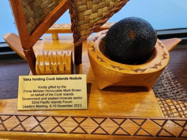A seabed nodule, known as a Manganese nodule, part of gift offered by the Cook Islands government to leaders at this week’s Pacific Islands Forum summit in Rarotonga.