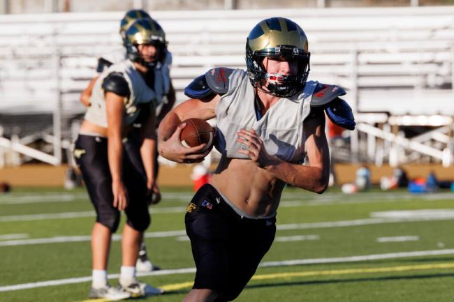 Maria Carrillo’s Jack Ginn runs with the ball during practice Tuesday, Sept. 12, 2023. (Abraham Fuentes / For The Press Democrat)