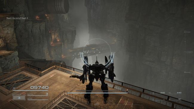 Player showing the bridge which is the way to progress the mission Armored Core 6