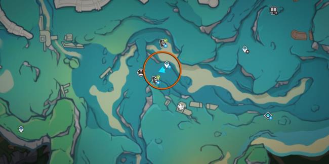 A map image of the lower part of Salacia Plain in Genshin Impact.