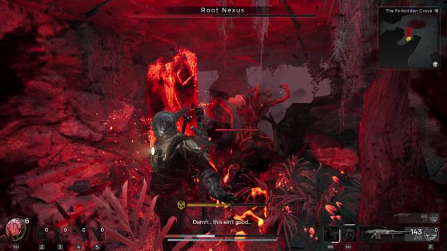 Remnant 2: Taking A Hit To The Back From A Root Axeman Near The Crystal Checkpoint