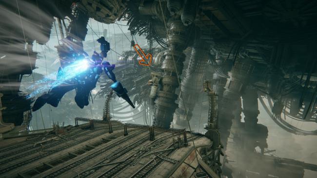 Player going toward the arrow location for the Data Log Armored Core 6