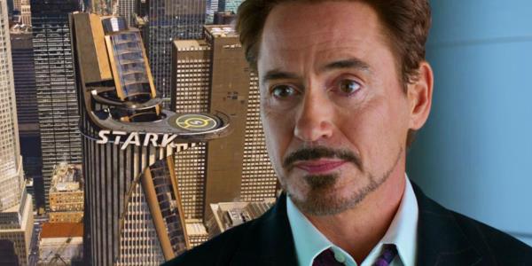 Tony Stark with Stark Tower in the MCU