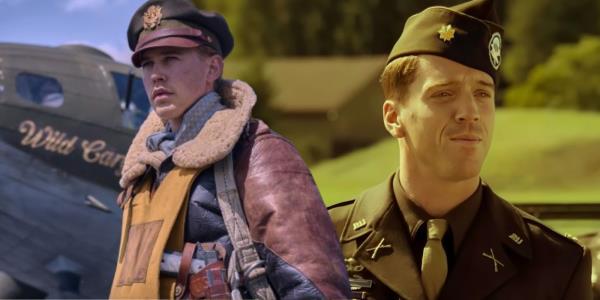 Austin Butler in Masters of the Air and Damian Lewis in Band of Brothers