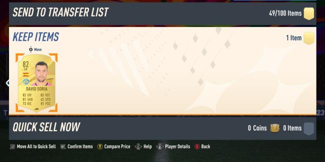 A David Soria FUT card ready to be claimed and kept in FIFA 23.