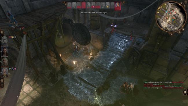 Gale And Jaheira Turn Ground To Ice As Party Enters Minsc Fight Through Sluice Gate Pipe in Baldur's Gate 3.