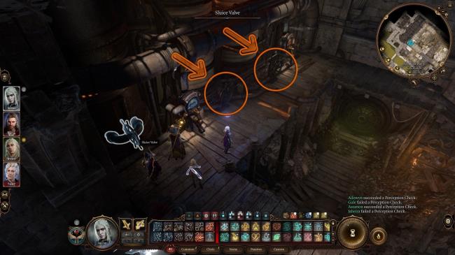 Circled Valves In Ancient Cistern For Water And Temperature To Open Sluice Gate in Baldur's Gate 3.