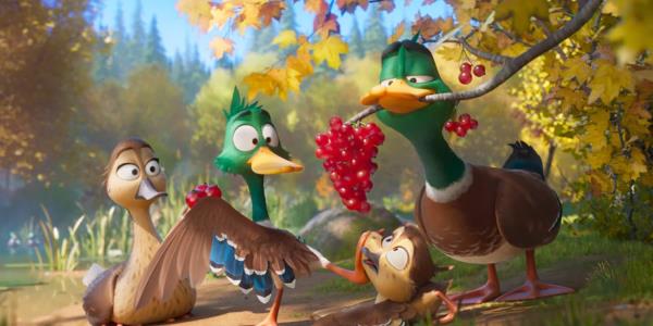 The Mallard family is eating berries in Migration.