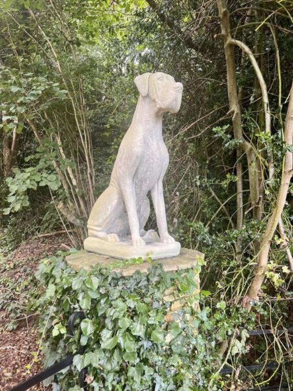 One of a pair of Great Dane statues at Victor Mee.