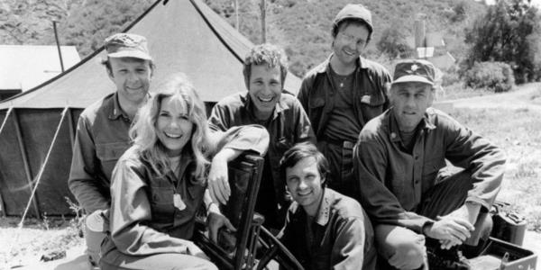 Larry Linville's Burns, Loretta Switt's Margaret, Wayne Rogers' Trapper, Alan Alda's Hawkeye, Gary Burghoff's Radar, and McLean Stevenson's Blake in MASH season 2