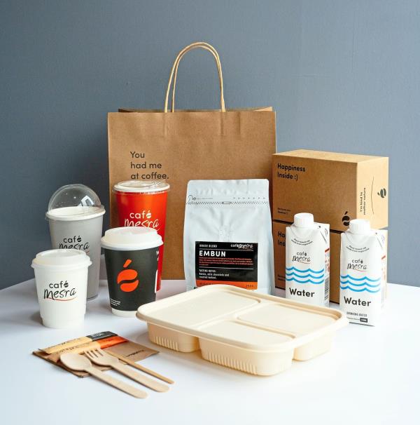 Café Mesra champions locally-sourced, sustainable, compostable and biodegradable packaging for its products.